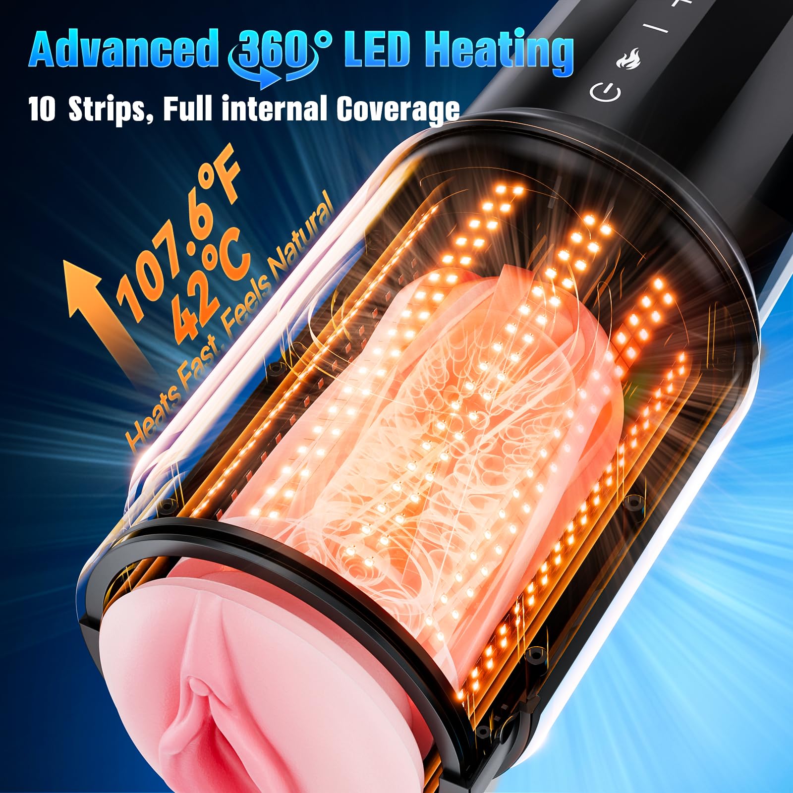 EINSEO Male Masturbator Sex Toys for Men - Thrusting Male Stroker with 360° Heating, 5-Speed Smooth Motion Blowjob Adult Men's Sex Toy, Silent Brushless Motor, Pocket Pussy Sleeve Erotic Massage Kits