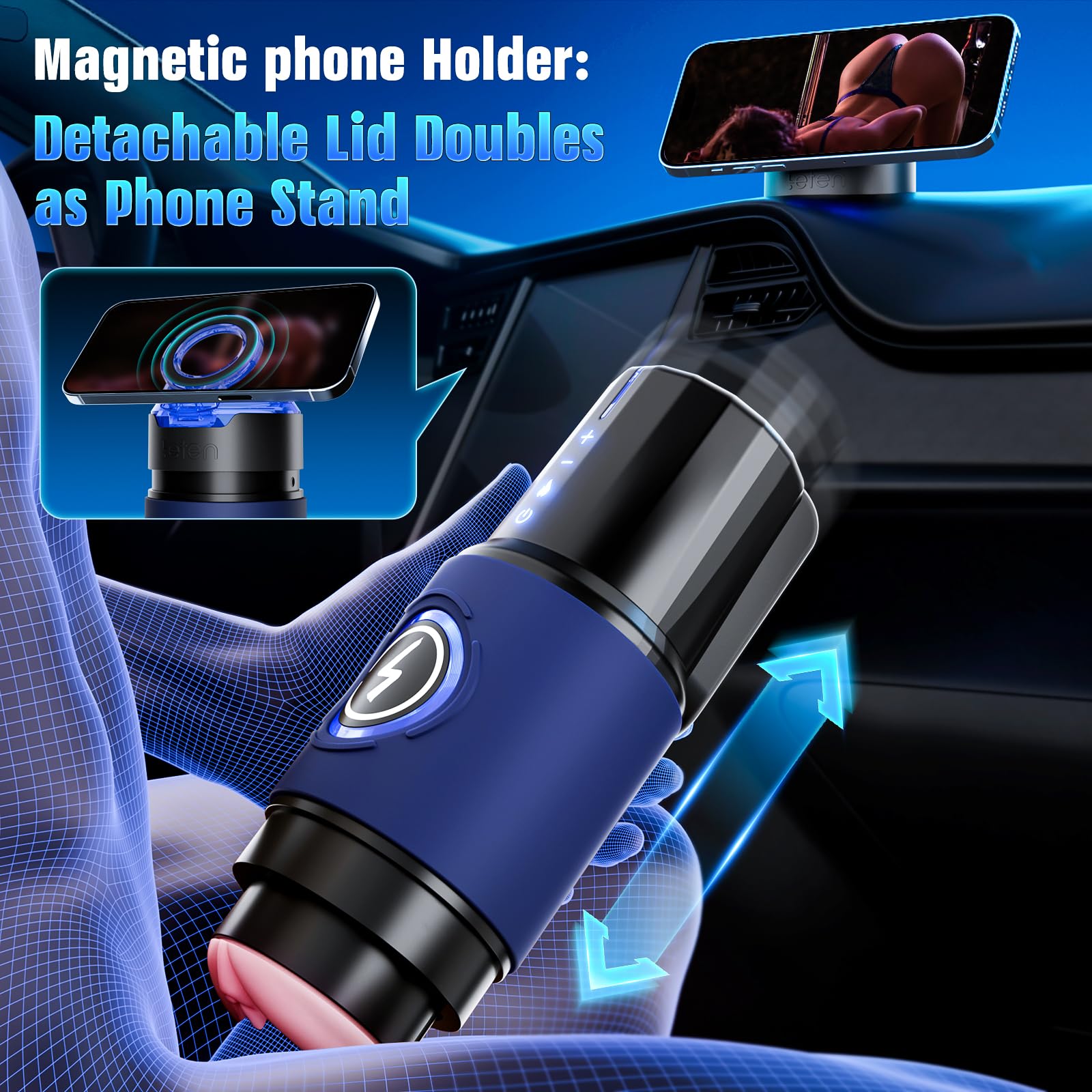 EINSEO Male Masturbator Sex Toys for Men - Thrusting Male Stroker with 360° Heating, 5-Speed Smooth Motion Blowjob Adult Men's Sex Toy, Silent Brushless Motor, Pocket Pussy Sleeve Erotic Massage Kits