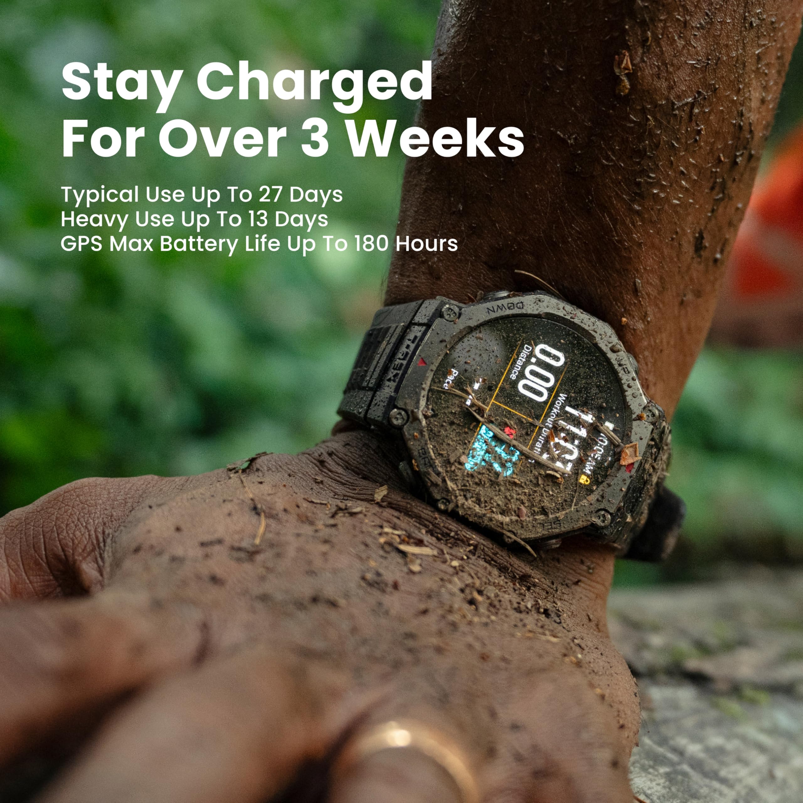 ساعة Amazfit T-Rex 3 الذكية، 48 مم، عمر بطارية طويل للغاية، مقاومة للماء حتى عمق 100 متر، 170 وضع رياضي.