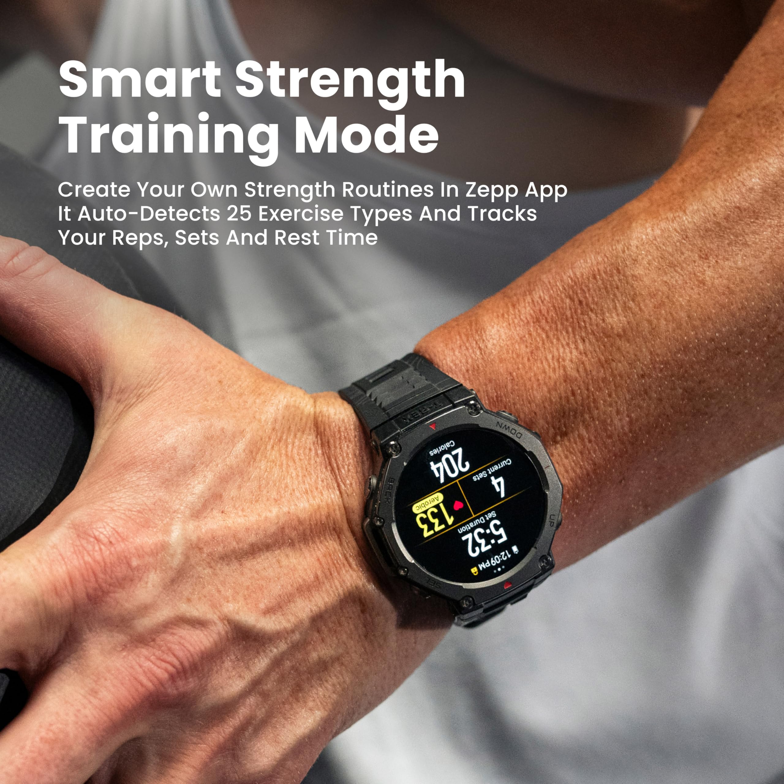 ساعة Amazfit T-Rex 3 الذكية، 48 مم، عمر بطارية طويل للغاية، مقاومة للماء حتى عمق 100 متر، 170 وضع رياضي.