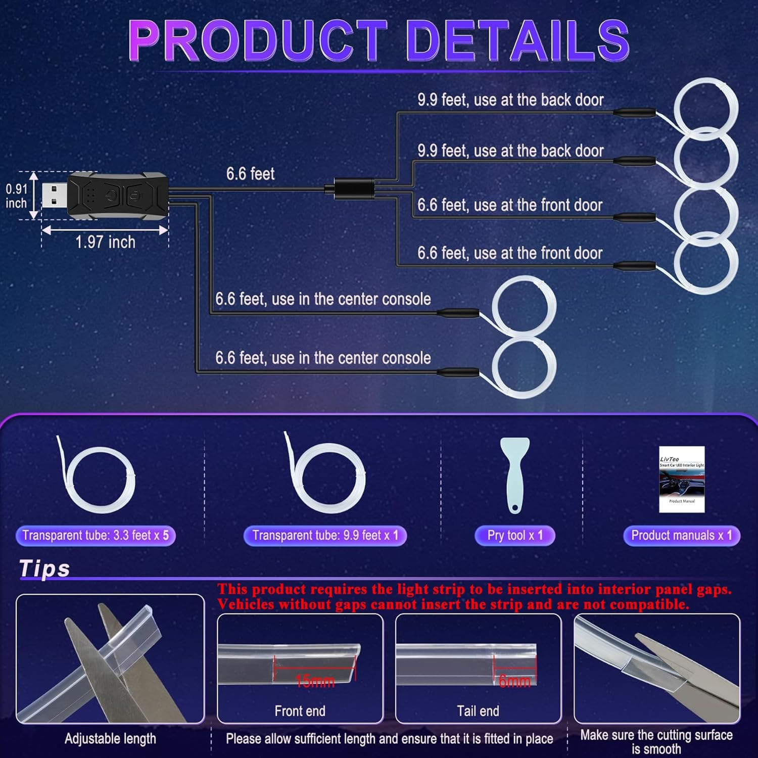 مصابيح LED ذكية داخلية للسيارة من LivTee مصابيح LED ذكية داخلية للسيارة من LivTee