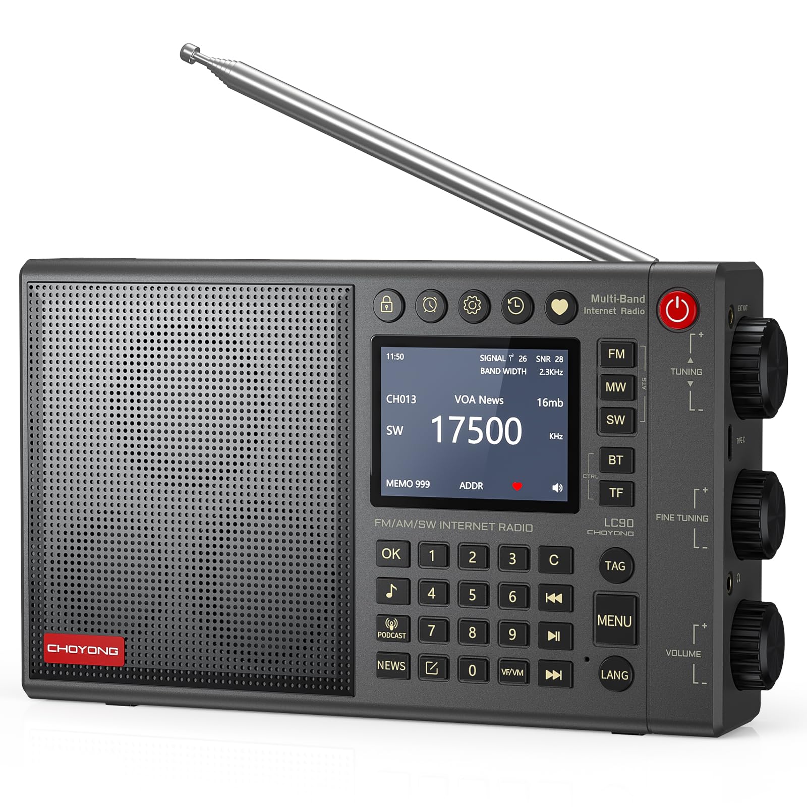 راديو Tecsun PL-990 الرقمي متعدد النطاقات (AM/FM، الموجات القصيرة والطويلة) راديو Tecsun PL-990 الرقمي متعدد النطاقات (AM/FM، الموجات القصيرة والطويلة)