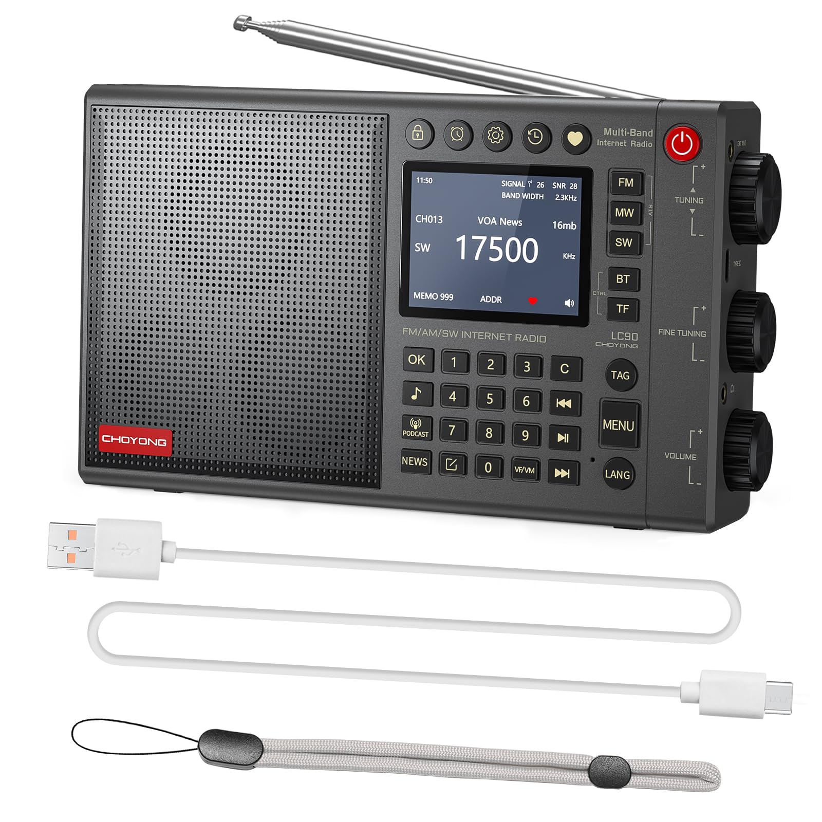 راديو Tecsun PL-990 الرقمي متعدد النطاقات (AM/FM، الموجات القصيرة والطويلة) راديو Tecsun PL-990 الرقمي متعدد النطاقات (AM/FM، الموجات القصيرة والطويلة)