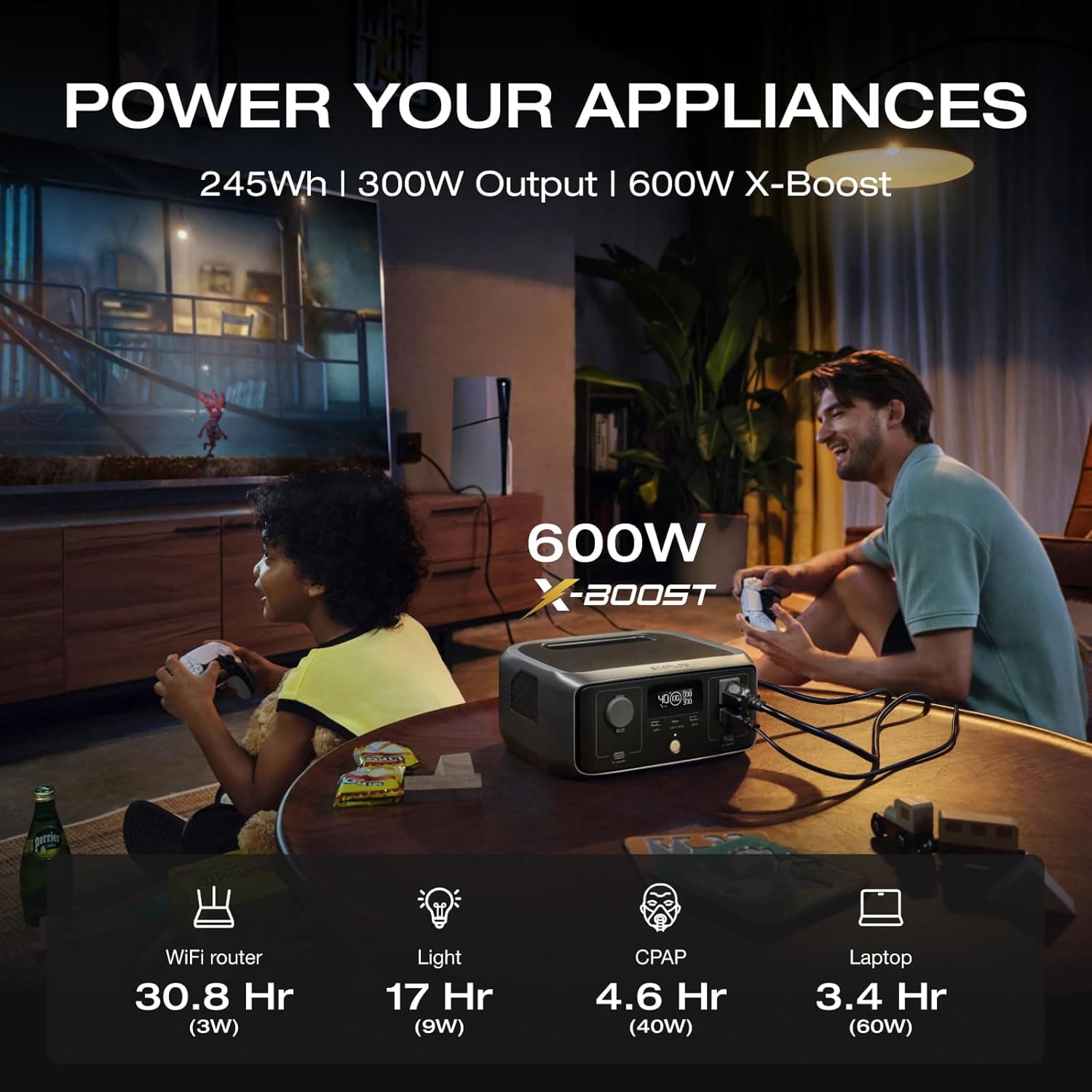 بنك الطاقة المحمول EcoFlow RIVER 3 | بنك طاقة محمول للتخييم في الهواء الطلق بسعة 245 واط