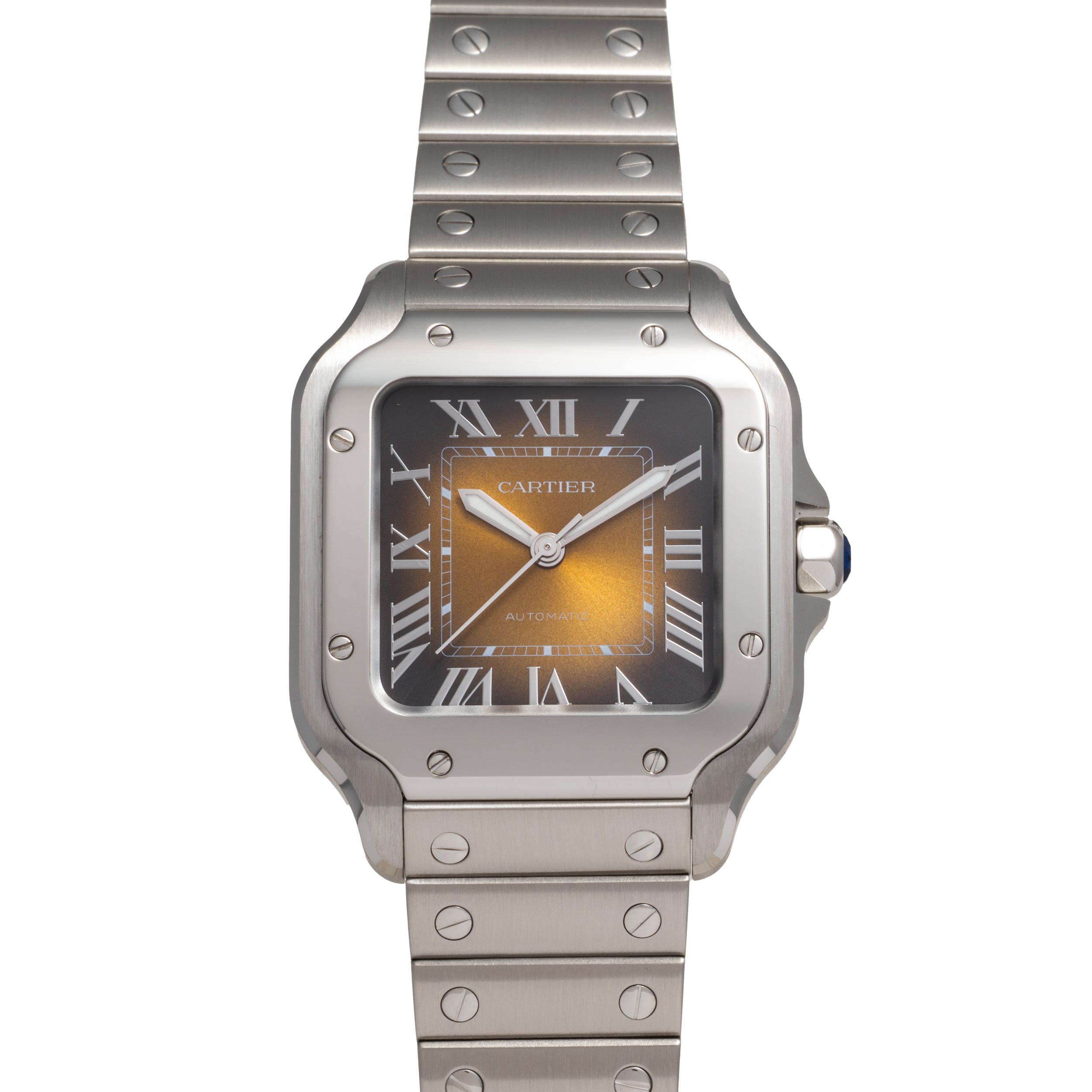 Santos De Cartier Watch Medium Model, Automatic Movement, Steel, Interchangeable Metal And Leather Bracelets