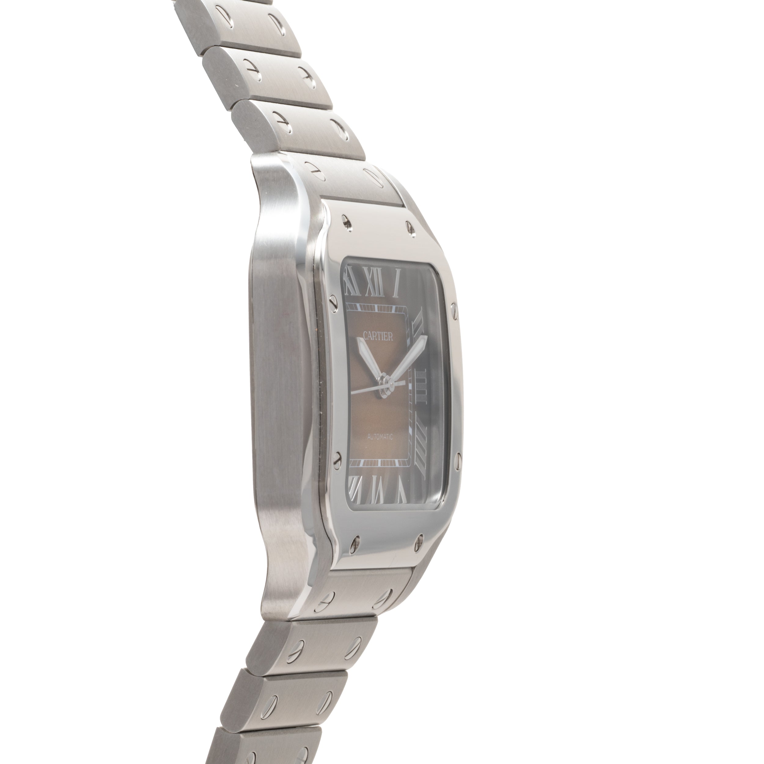 Santos De Cartier Watch Medium Model, Automatic Movement, Steel, Interchangeable Metal And Leather Bracelets
